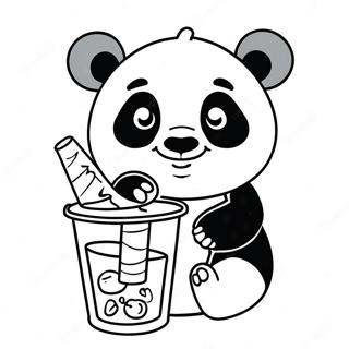 Carino Panda Che Si Gusta Il Boba Pagina Da Colorare 50385-42006