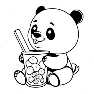 Carino Panda Che Si Gusta Il Boba Pagina Da Colorare 50385-42007