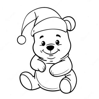 Pagina Da Colorare Winnie The Pooh Festivo Con Cappello Di Babbo Natale 50655-42218