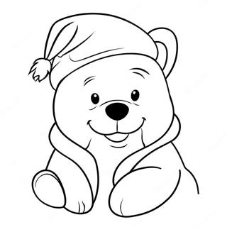 Pagina Da Colorare Winnie The Pooh Festivo Con Cappello Di Babbo Natale 50655-42219