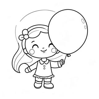 Pagina Da Colorare Della Dolce Bambina Con Un Palloncino 50785-42315