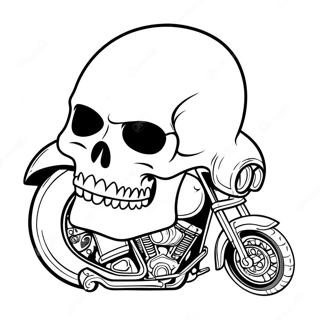 Pagina Da Colorare Della Motocicletta Skull Harley Davidson 51205-42656