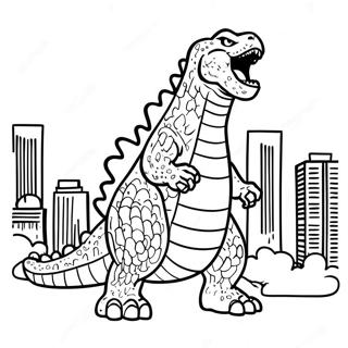 Godzilla Che Ruggisce Nella Citta Da Colorare 51665-43027