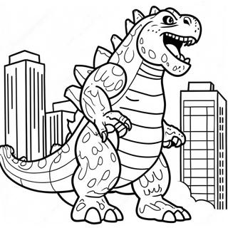 Godzilla Che Ruggisce Nella Citta Da Colorare 51665-43028