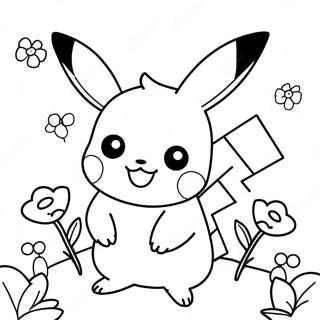 Pagina Da Colorare Di Pikachu Ragazza Carina Con Fiori 52186-43429