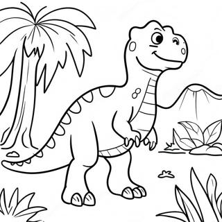 Pagina Da Colorare Del Dinosauro Ibrido Colorato Nella Giungla 52297-43510