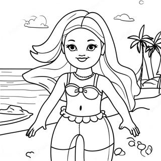 Pagina Da Colorare Del Divertimento In Spiaggia Di Barbie 52807-43925