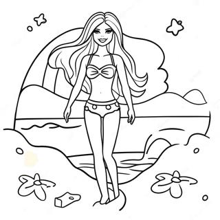 Pagina Da Colorare Del Divertimento In Spiaggia Di Barbie 52807-43928