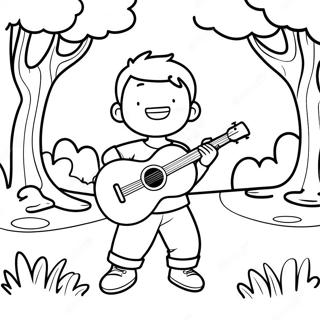 Ragazzo Con Ukulele Cool Che Gioca Nel Parco Da Colorare 52957-44045