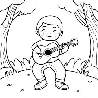 Ragazzo Con Ukulele Cool Che Gioca Nel Parco Da Colorare 52957-44046