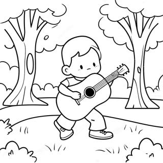 Ragazzo Con Ukulele Cool Che Gioca Nel Parco Da Colorare 52957-44048