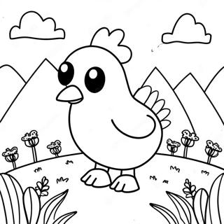 Pagina Da Colorare Del Pollo Di Minecraft Carino In Un Campo 52987-44050