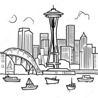 Pagina Da Colorare Dello Skyline Di Seattle 53528-44623