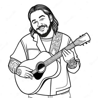 Pagina Da Colorare Di Post Malone Con Chitarra 53839-44881