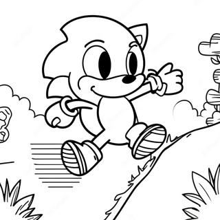 Pagina Da Colorare Di Sonic The Hedgehog Che Sfreccia Attraverso La Green Hill Zone 5383-4310