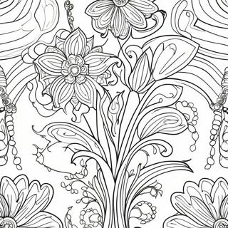 Pagina Da Colorare Con Design Floreale Art Nouveau 53938-44954