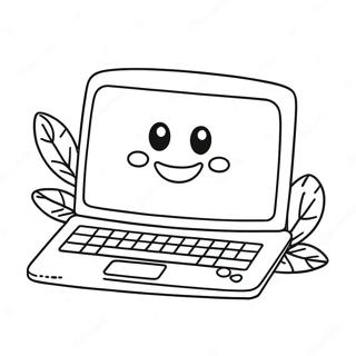 Pagina Da Colorare Di Un Laptop Carino Con Faccina Sorridente 54412-45302