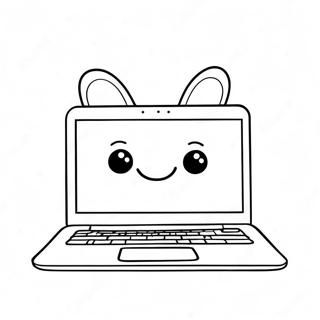 Pagina Da Colorare Di Un Laptop Carino Con Faccina Sorridente 54412-45303