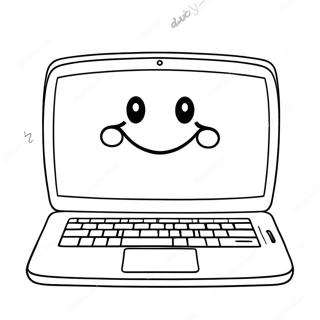 Pagina Da Colorare Di Un Laptop Carino Con Faccina Sorridente 54412-45304