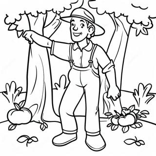 Pagina Da Colorare Di Johnny Appleseed Che Pianta Alberi 54562-45411