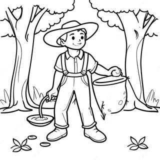 Pagina Da Colorare Di Johnny Appleseed Che Pianta Alberi 54562-45412