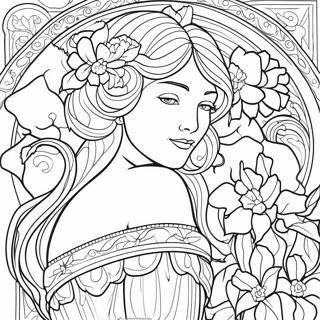 Pagina Da Colorare Del Design Floreale Di Alphonse Mucha 54661-45494