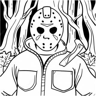 Jason Voorhees In Una Foresta Oscura Da Colorare 56192-46717