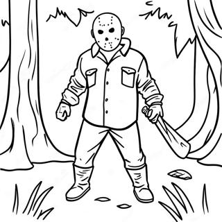 Jason Voorhees In Una Foresta Oscura Da Colorare 56192-46718