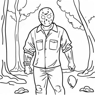 Jason Voorhees In Una Foresta Oscura Da Colorare 56192-46719