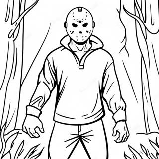 Jason Voorhees In Una Foresta Oscura Da Colorare 56192-46720