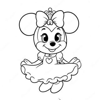 Pagina Da Colorare Della Carina Principessa Minnie Mouse In Un Vestito 56262-46777