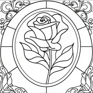 Pagina Da Colorare Della Rosa In Vetro Colorato Di Belle E La Bestia 56411-46890