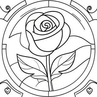 Pagina Da Colorare Della Rosa In Vetro Colorato Di Belle E La Bestia 56411-46892