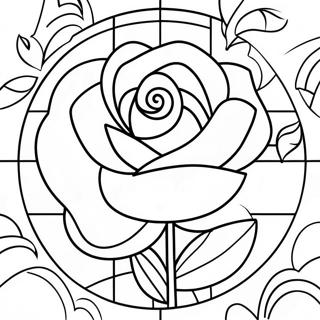 Pagina Da Colorare Della Rosa In Vetro Colorato Elegante 56412-46898