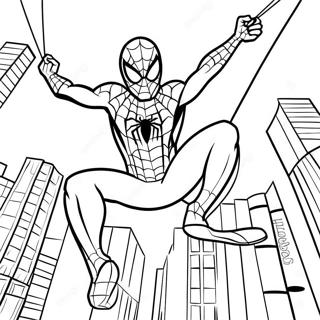 Pagina Da Colorare Spiderman Che Oscilla Nella Citta 56962-47333