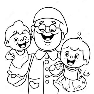 Pagina Da Colorare Papa Divertente Che Gioca Con I Bambini 57183-47571