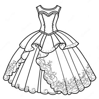 Pagina Da Colorare Di Un Elegante Vestito Da Quinceanera 58035-48240