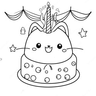 Pagina Da Colorare Di Pusheen Con Torta Di Compleanno 59317-49244