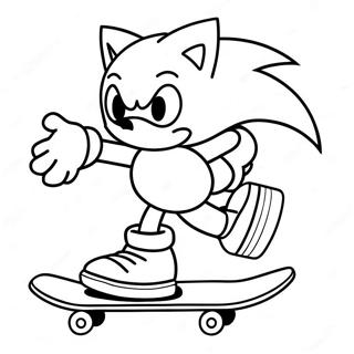 Pagina Da Colorare Di Sonic Che Fa Acrobazie Sullo Skateboard 59427-49335