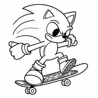 Pagina Da Colorare Di Sonic Che Fa Acrobazie Sullo Skateboard 59427-49336