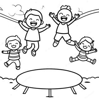 Bambini Che Rimbalzano Sul Trampolino Pagina Da Colorare 61047-50627