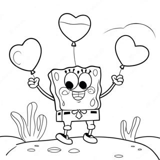 Pagina Da Colorare Spongebob Con Palloncini A Cuore 61087-50658