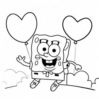 Pagina Da Colorare Spongebob Con Palloncini A Cuore 61087-50660