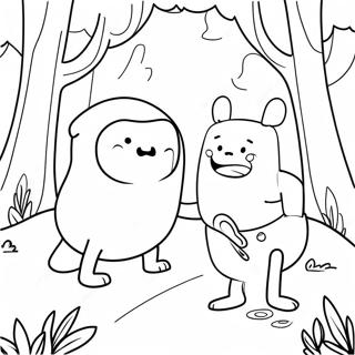 Pagina Da Colorare Di Finn E Jake In Una Foresta Magica 612-489