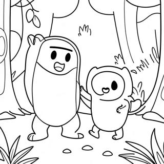 Pagina Da Colorare Di Finn E Jake In Una Foresta Magica 612-490