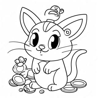 Pagina Da Colorare Di Meowth Carino Con Monete 61807-51229