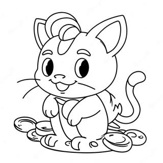 Pagina Da Colorare Di Meowth Carino Con Monete 61807-51231