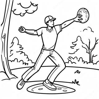 Pagina Da Colorare Di Un Giocatore Di Disc Golf Che Lancia Il Disco 61817-51238