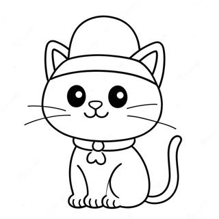 Pagina Da Colorare Di Un Carino Pop Cat Con Un Cappello 61847-51262