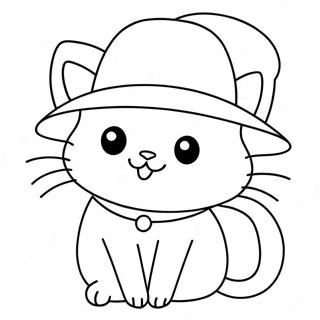 Pagina Da Colorare Di Un Carino Pop Cat Con Un Cappello 61847-51263